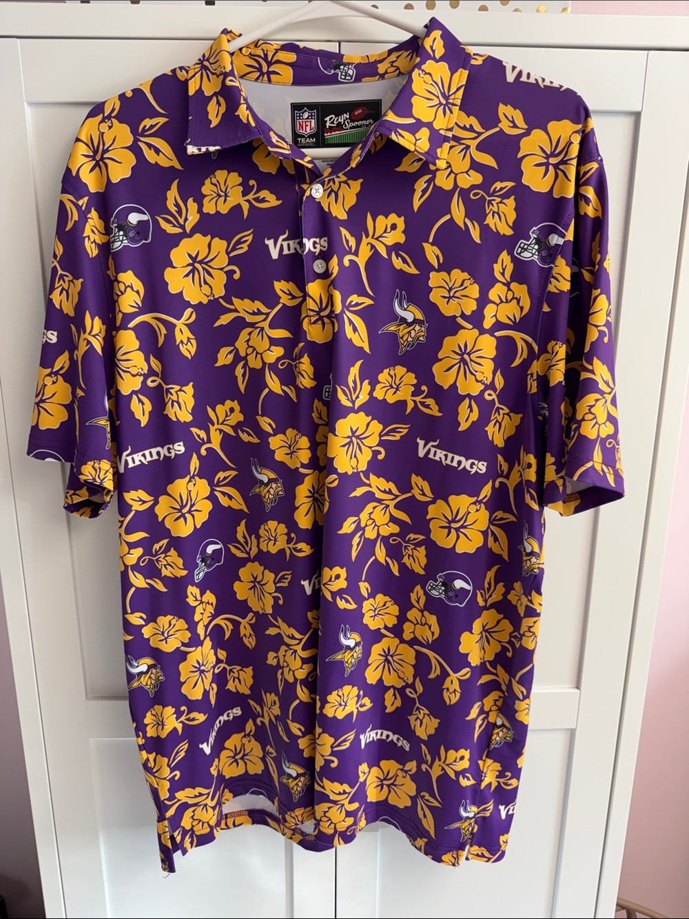 NFL Team Floral Polo Shirt in Purple and Yellow